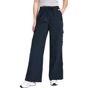 Old Navy Wide Leg Cargo Pants Woman Plus Sz 4X Quick Dry Stretch Tech Navy Nwt